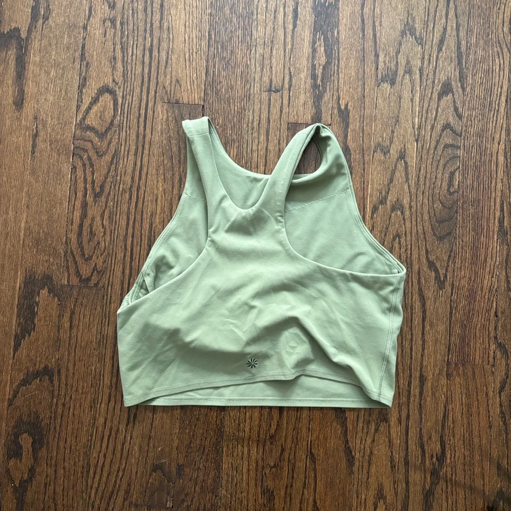 Athleta Sage Green Crop Workout Athletic Athleisure Tank - Picture 2 of 3